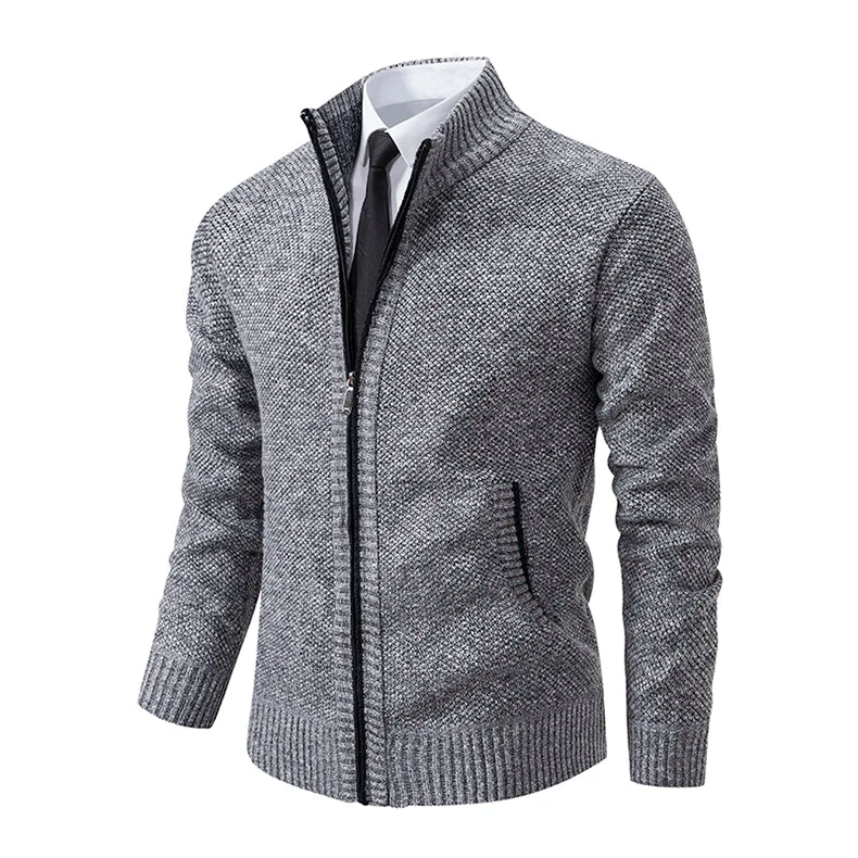Men’s Autumn & Winter Casual Zipper Cardigan – Fleece-Lined Sports Coat, FREE SHIPPING WORLDWIDE