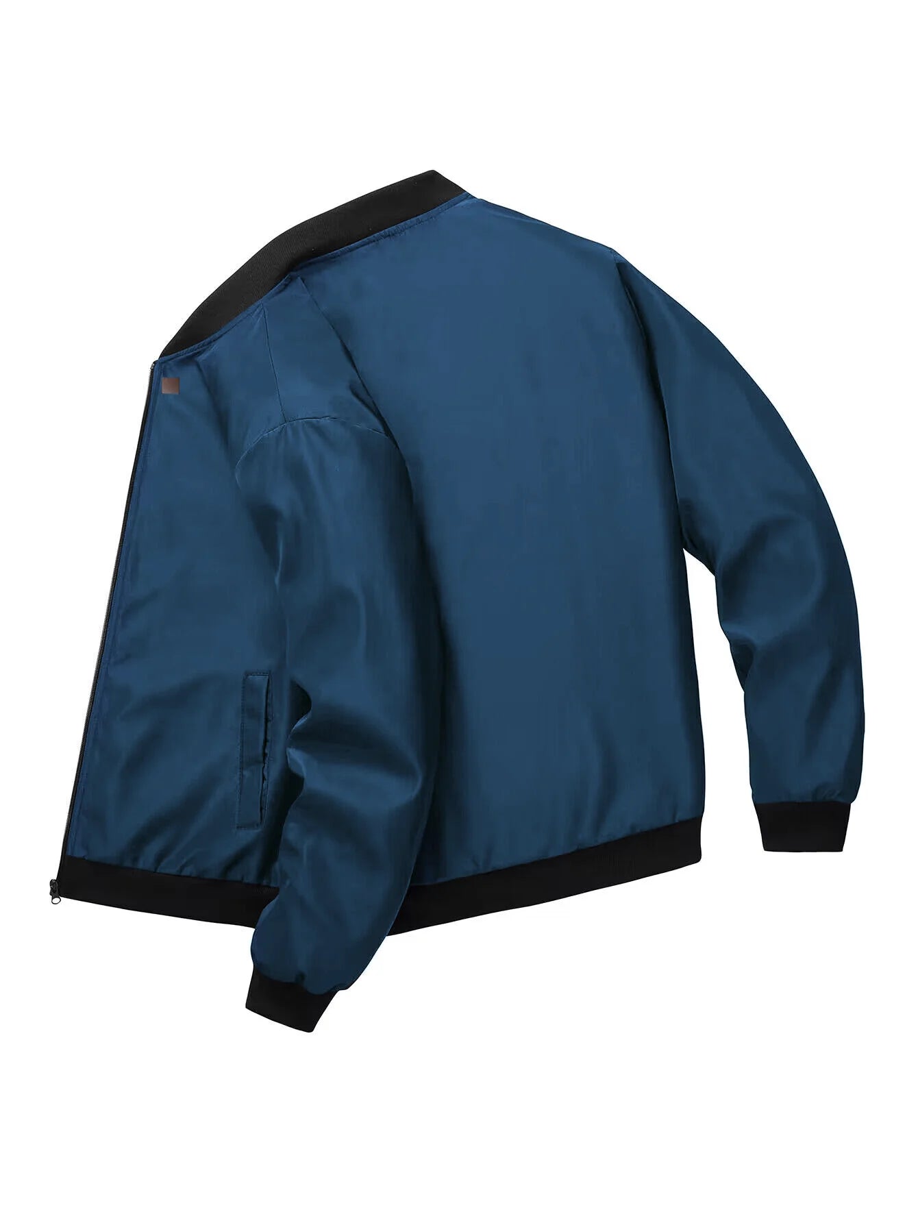 Men’s Baseball Collar Jacket – Loose Fit, Solid Color, Spring/Autumn