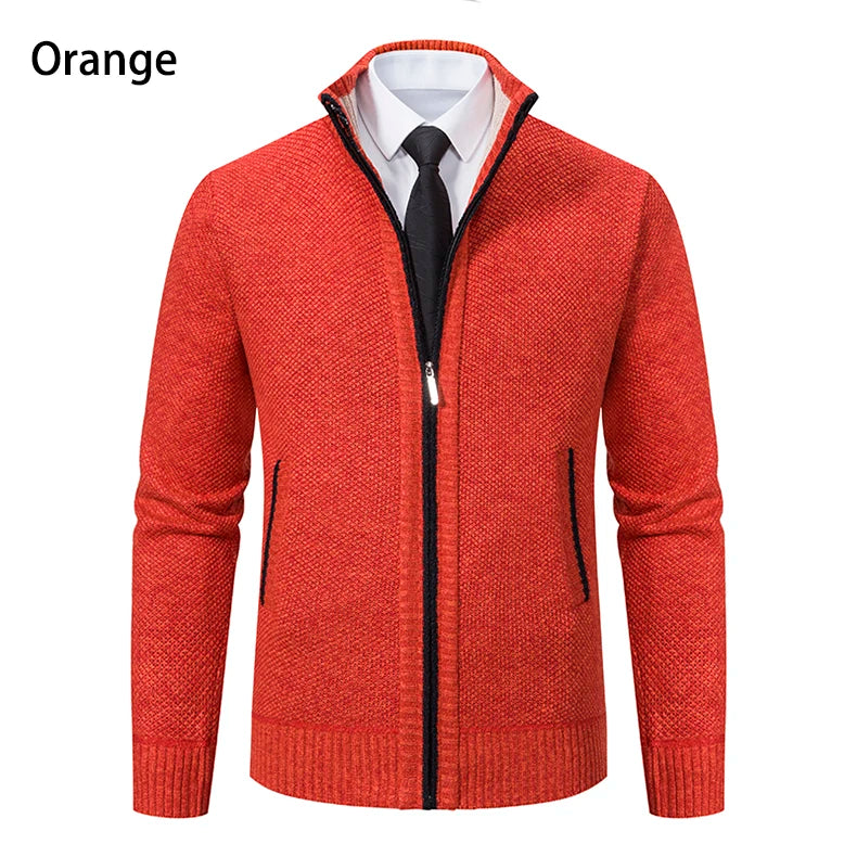 Men’s Autumn & Winter Casual Zipper Cardigan – Fleece-Lined Sports Coat, FREE SHIPPING WORLDWIDE