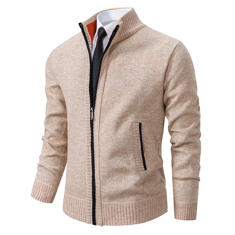 Men’s Autumn & Winter Casual Zipper Cardigan – Fleece-Lined Sports Coat, FREE SHIPPING WORLDWIDE