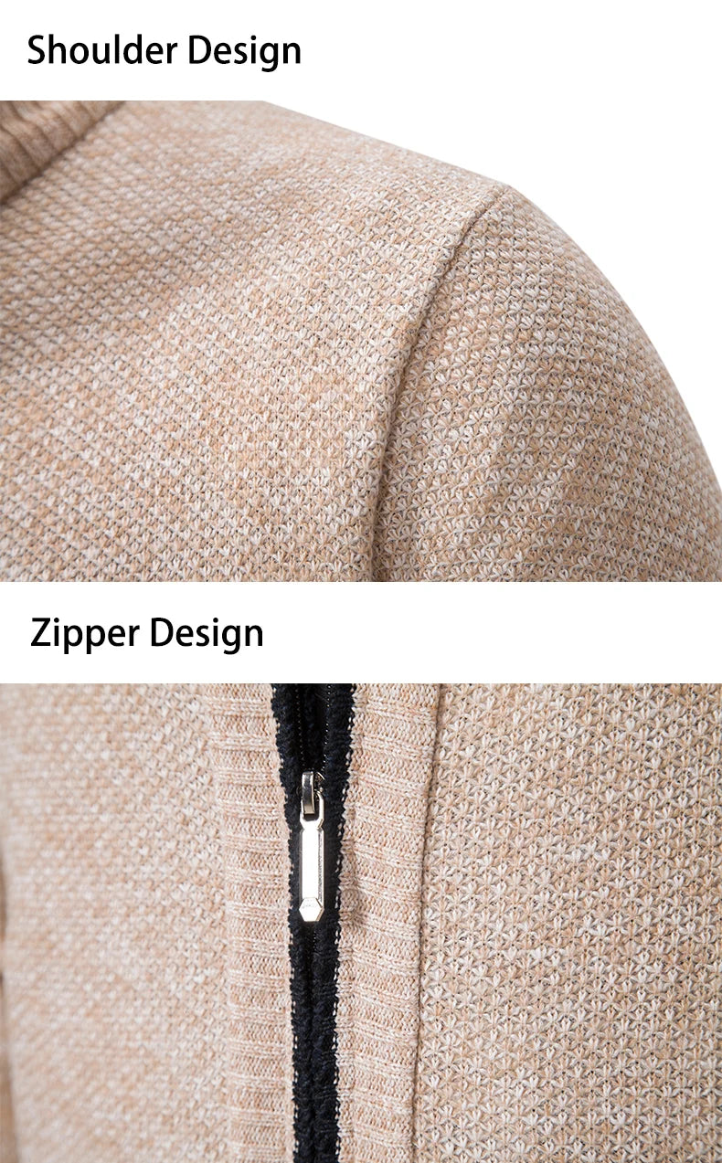 Men’s Autumn & Winter Casual Zipper Cardigan – Fleece-Lined Sports Coat, FREE SHIPPING WORLDWIDE