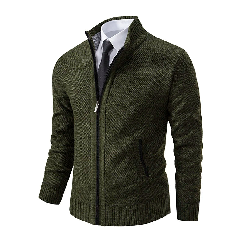 Men’s Autumn & Winter Casual Zipper Cardigan – Fleece-Lined Sports Coat, FREE SHIPPING WORLDWIDE