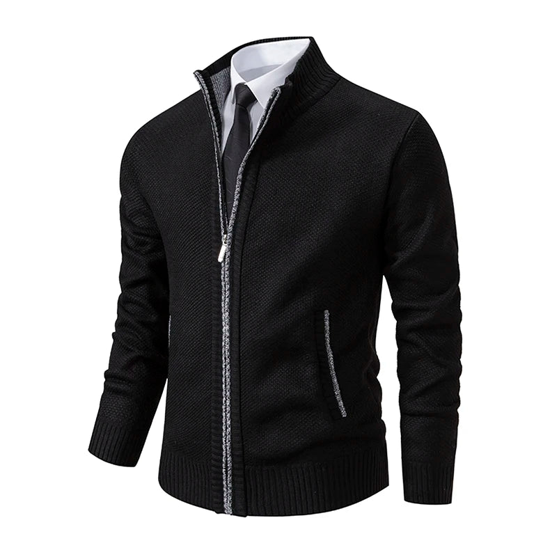 Men’s Autumn & Winter Casual Zipper Cardigan – Fleece-Lined Sports Coat, FREE SHIPPING WORLDWIDE