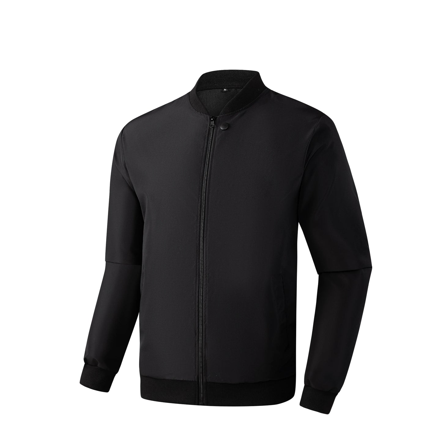 Men’s Baseball Collar Jacket – Loose Fit, Solid Color, Spring/Autumn