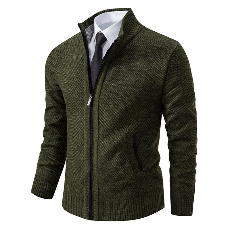 Men’s Autumn & Winter Casual Zipper Cardigan – Fleece-Lined Sports Coat, FREE SHIPPING WORLDWIDE