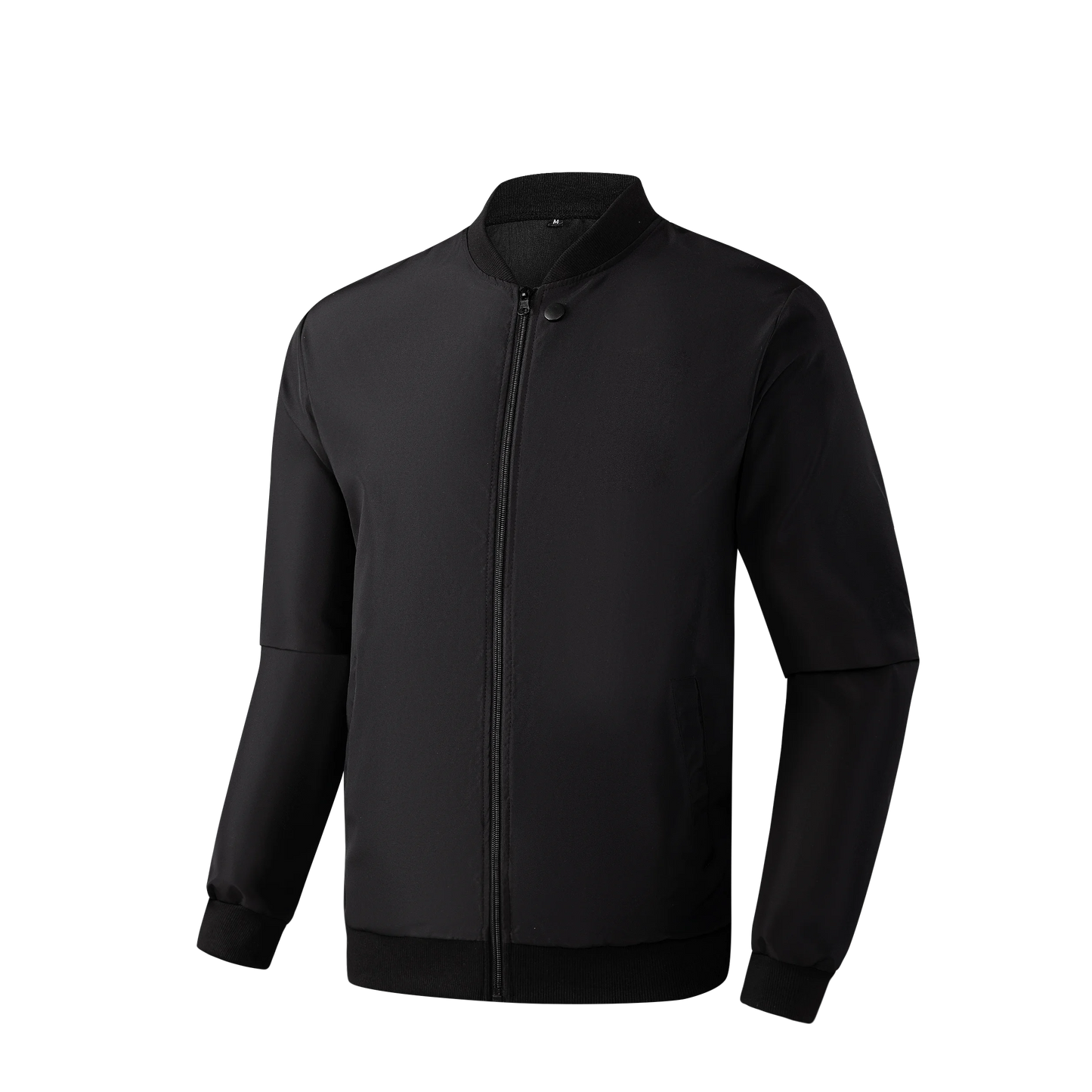 Men’s Baseball Collar Jacket – Loose Fit, Solid Color, Spring/Autumn
