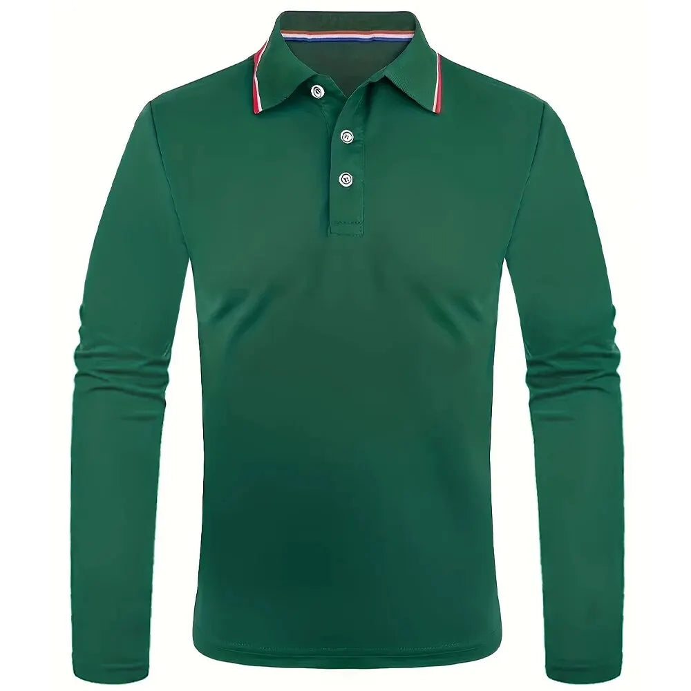 Fashionable Men’s Long Sleeve Polo