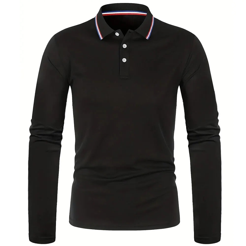 Fashionable Men’s Long Sleeve Polo