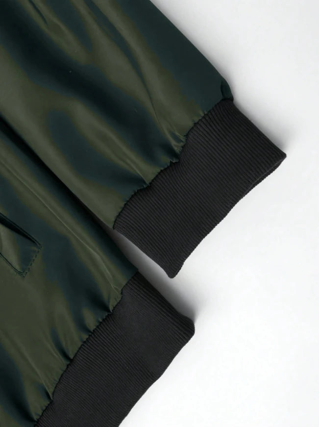 Men’s Baseball Collar Jacket – Loose Fit, Solid Color, Spring/Autumn