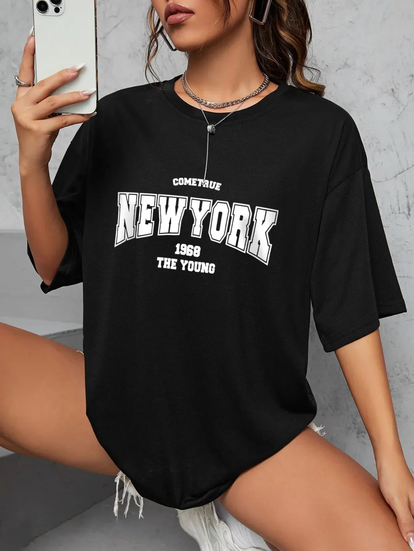 1968 New York Oversized Women’s T-Shirt – Casual Street Style    FREE SHIPPING WORLDWIDE