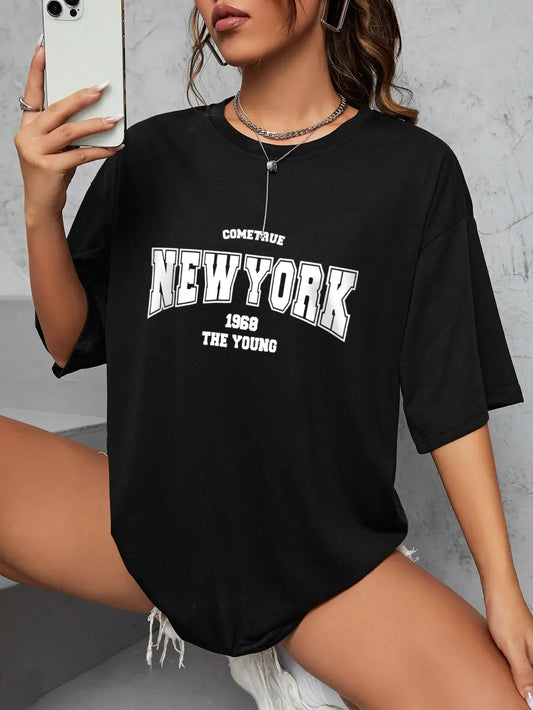 1968 New York Oversized Women’s T-Shirt – Casual Street Style    FREE SHIPPING WORLDWIDE
