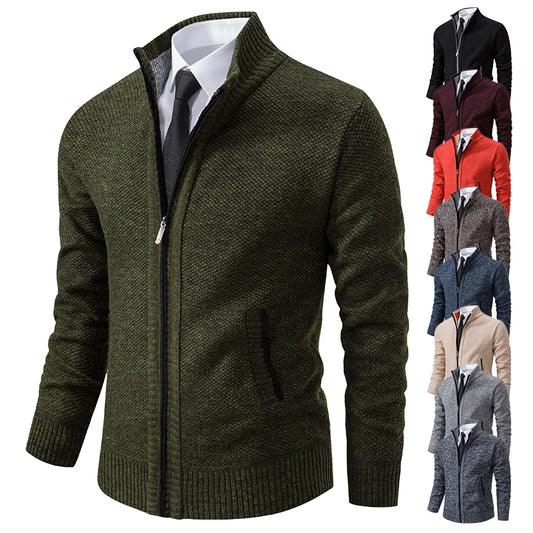 Men’s Autumn & Winter Casual Zipper Cardigan – Fleece-Lined Sports Coat, FREE SHIPPING WORLDWIDE