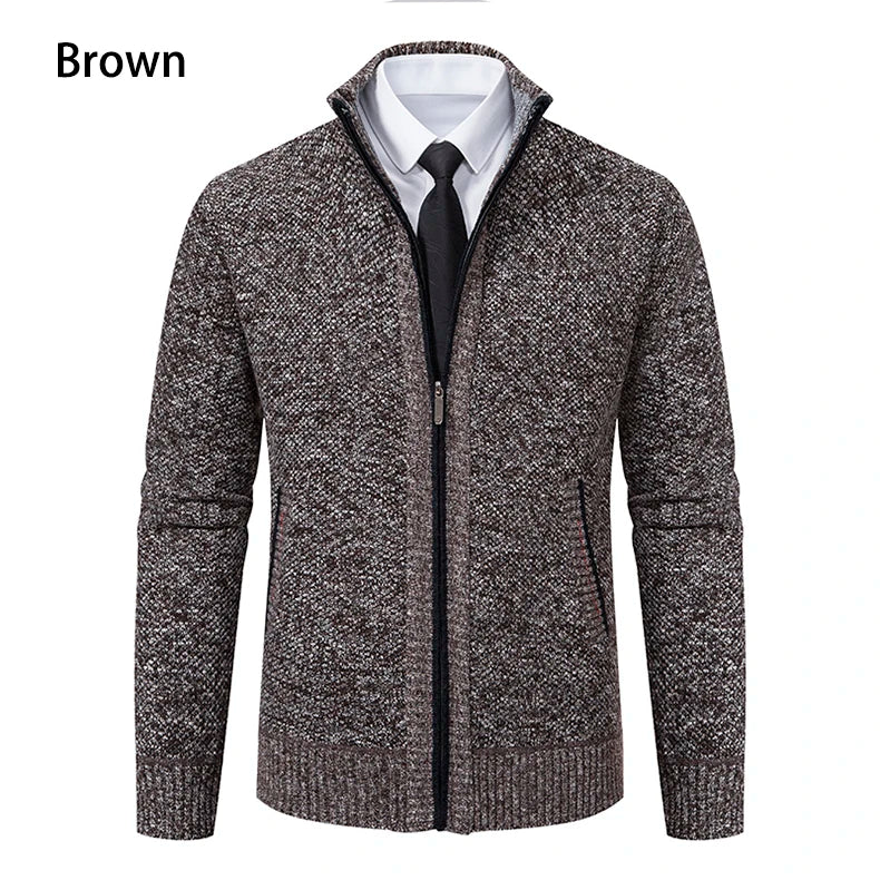 Men’s Autumn & Winter Casual Zipper Cardigan – Fleece-Lined Sports Coat, FREE SHIPPING WORLDWIDE