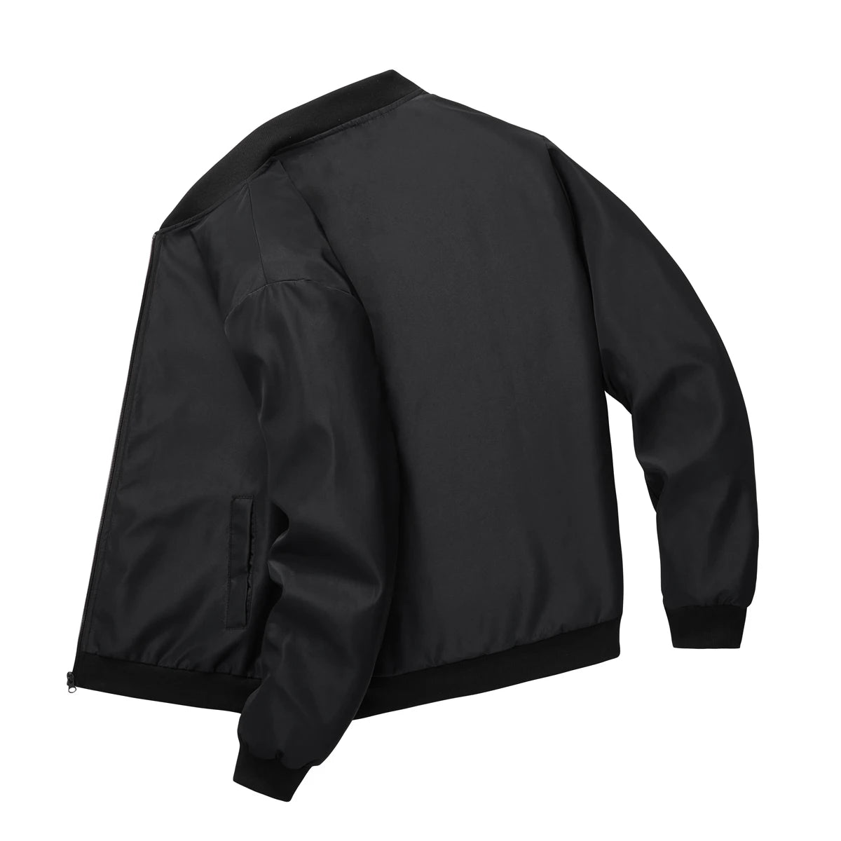 Men’s Baseball Collar Jacket – Loose Fit, Solid Color, Spring/Autumn
