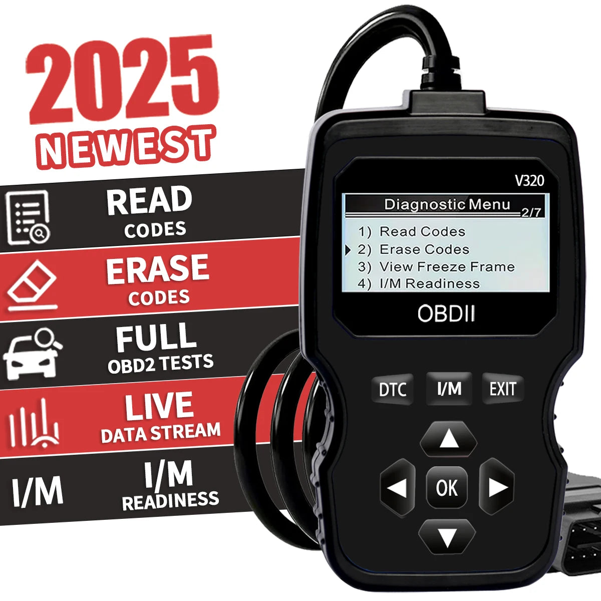 OBD2 Diagnostic Scanner – Engine Code Reader for All Cars Since 1996 | Real-Time Data, Battery Test & Code Erase (🚚 Free Shipping Worldwide)
