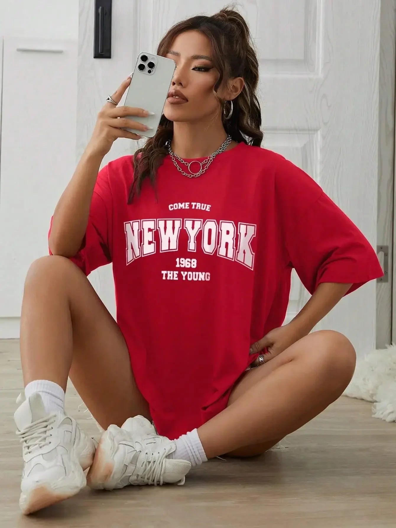 1968 New York Oversized Women’s T-Shirt – Casual Street Style    FREE SHIPPING WORLDWIDE