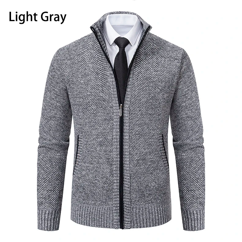 Men’s Autumn & Winter Casual Zipper Cardigan – Fleece-Lined Sports Coat, FREE SHIPPING WORLDWIDE