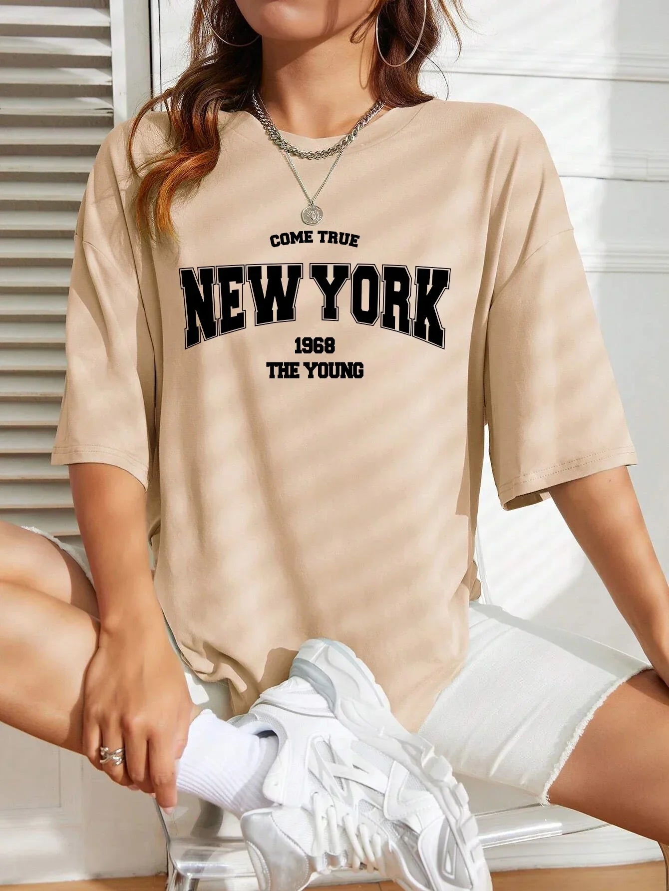 1968 New York Oversized Women’s T-Shirt – Casual Street Style    FREE SHIPPING WORLDWIDE