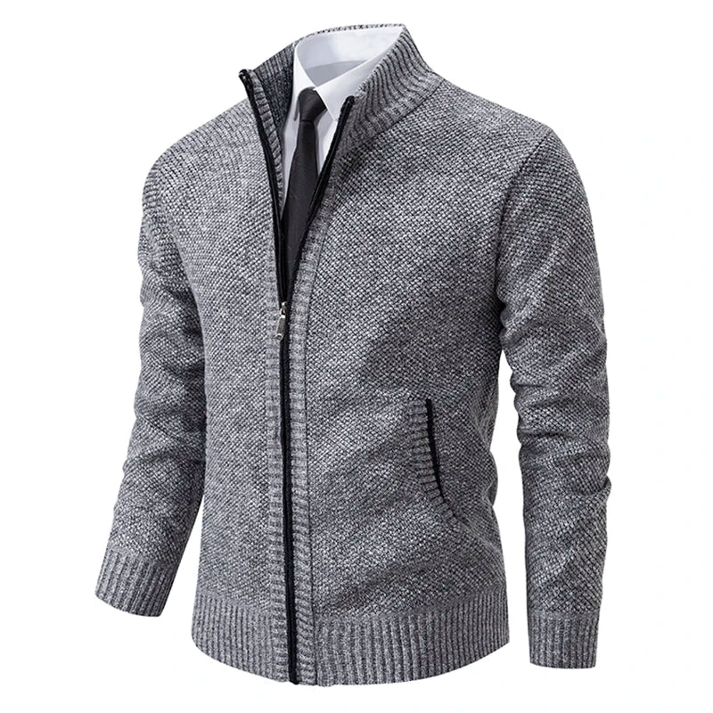 Men’s Autumn & Winter Casual Zipper Cardigan – Fleece-Lined Sports Coat, FREE SHIPPING WORLDWIDE