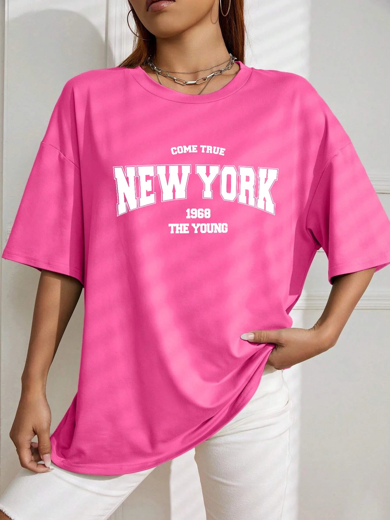 1968 New York Oversized Women’s T-Shirt – Casual Street Style    FREE SHIPPING WORLDWIDE