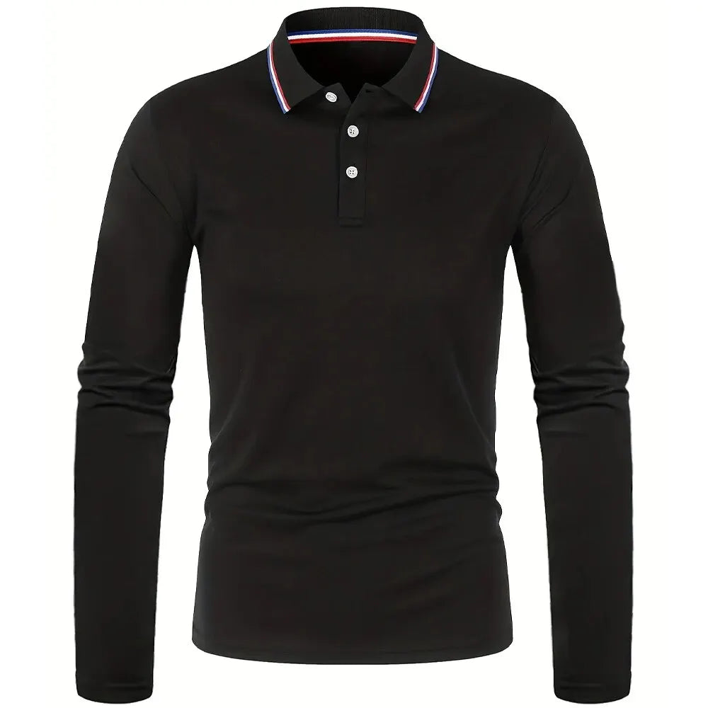 Fashionable Men’s Long Sleeve Polo