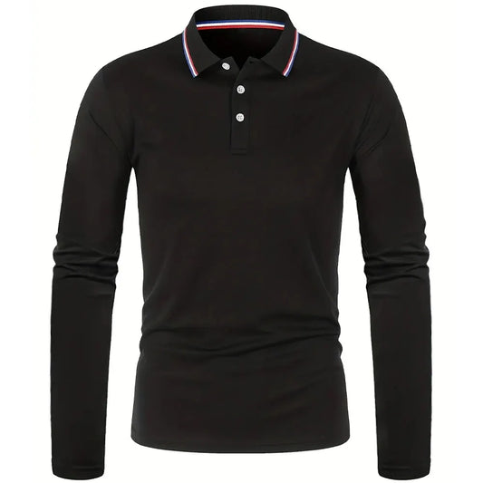 Fashionable Men’s Long Sleeve Polo