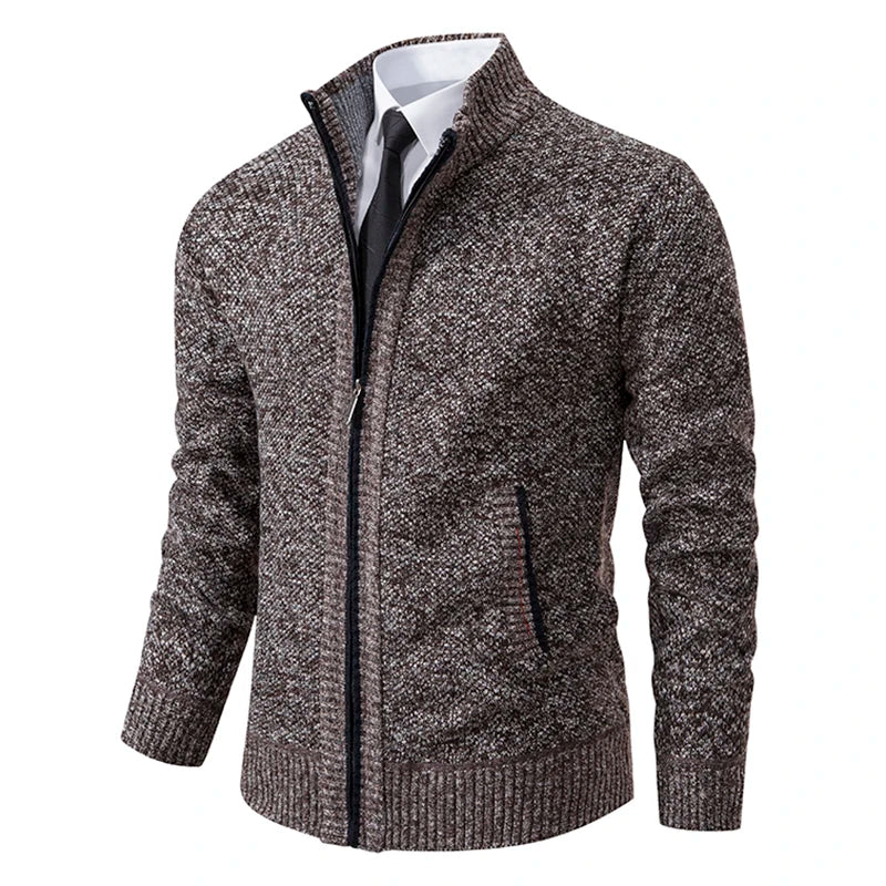 Men’s Autumn & Winter Casual Zipper Cardigan – Fleece-Lined Sports Coat, FREE SHIPPING WORLDWIDE