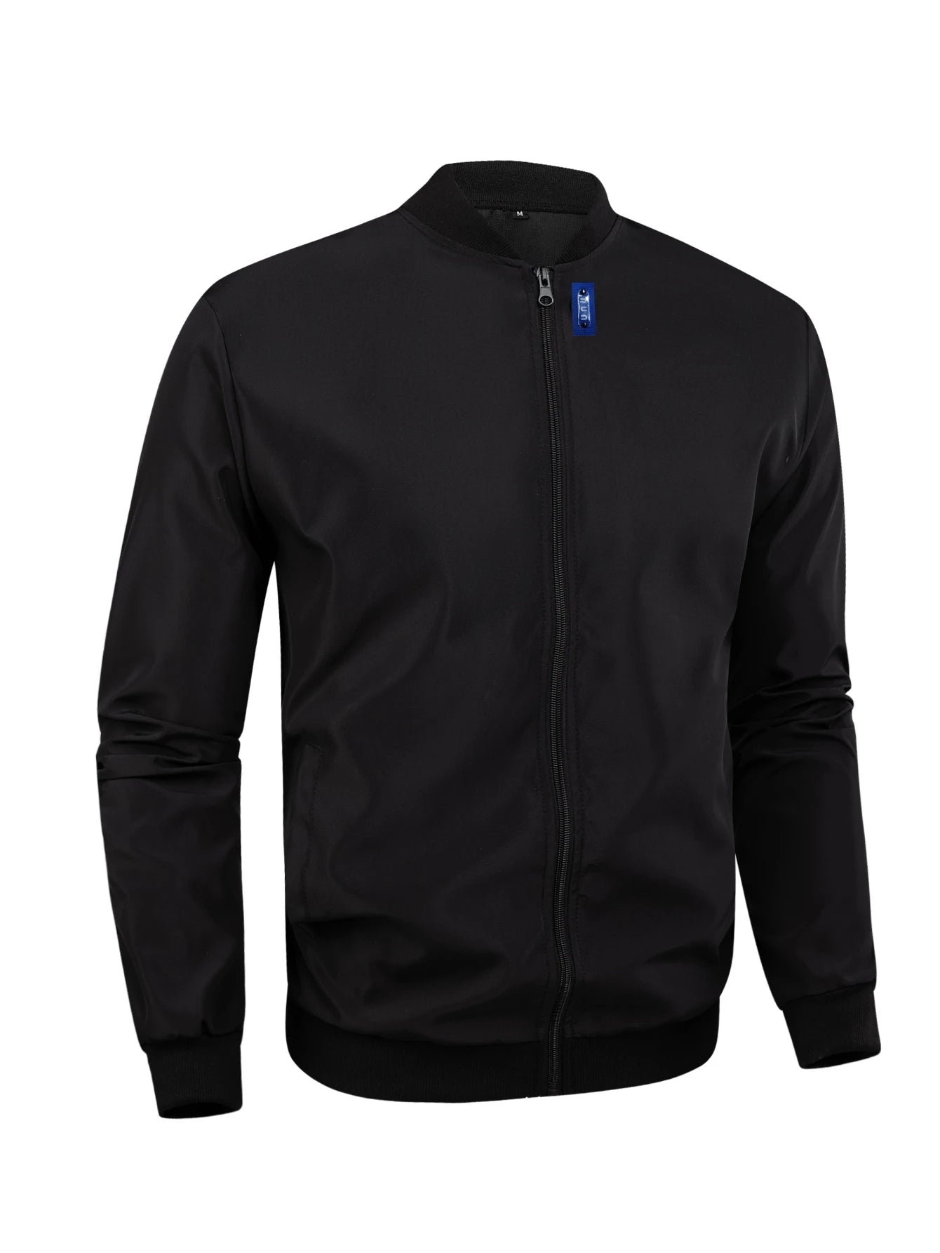 Men’s Baseball Collar Jacket – Loose Fit, Solid Color, Spring/Autumn