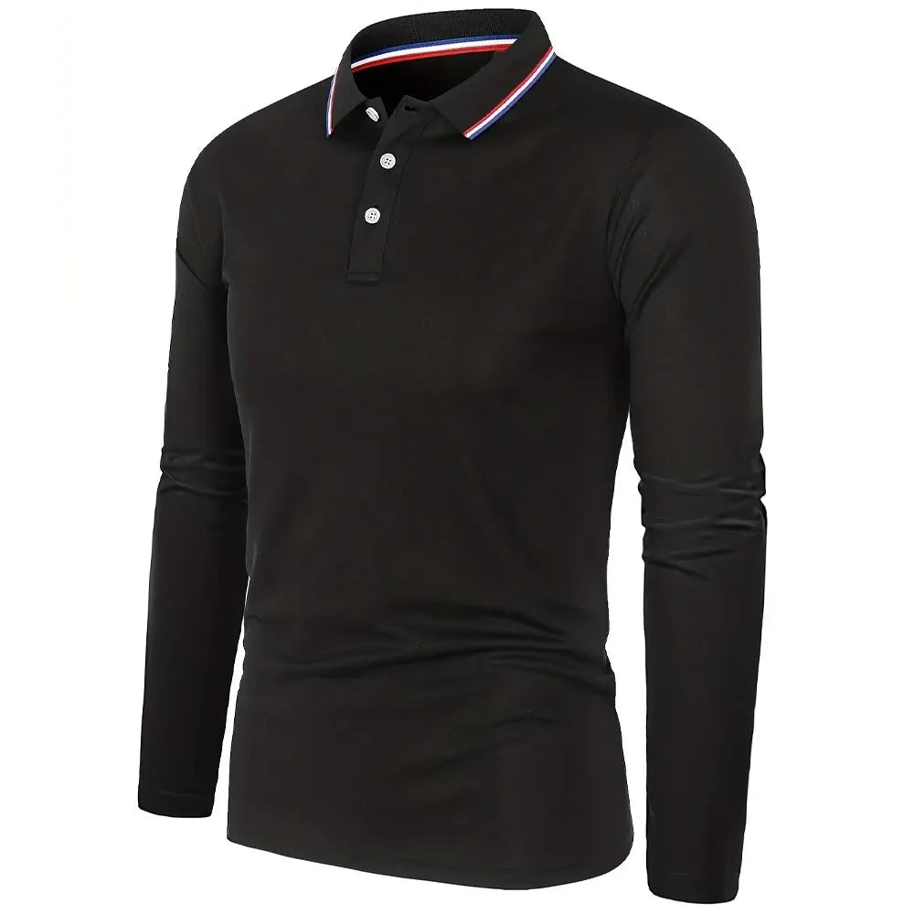 Fashionable Men’s Long Sleeve Polo