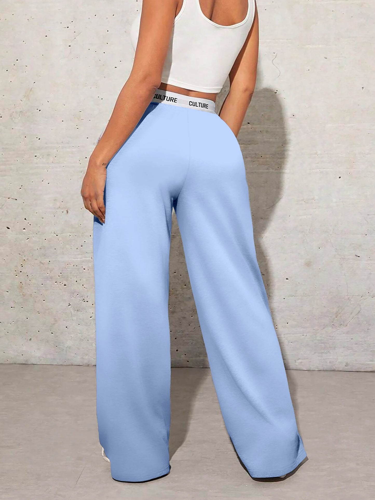 Casual Women’s Wide Leg Pants – Love Print Loose Trousers   FREE DELIVERY WORLDWIDE