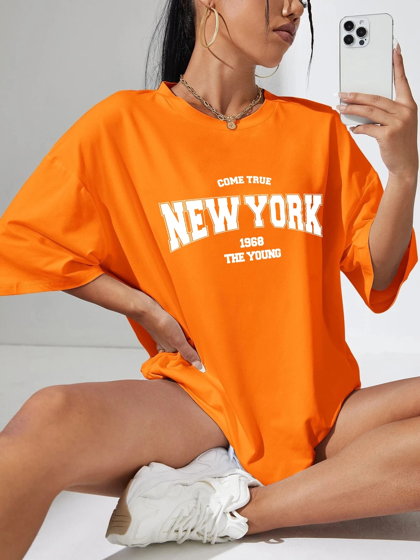 1968 New York Oversized Women’s T-Shirt – Casual Street Style    FREE SHIPPING WORLDWIDE