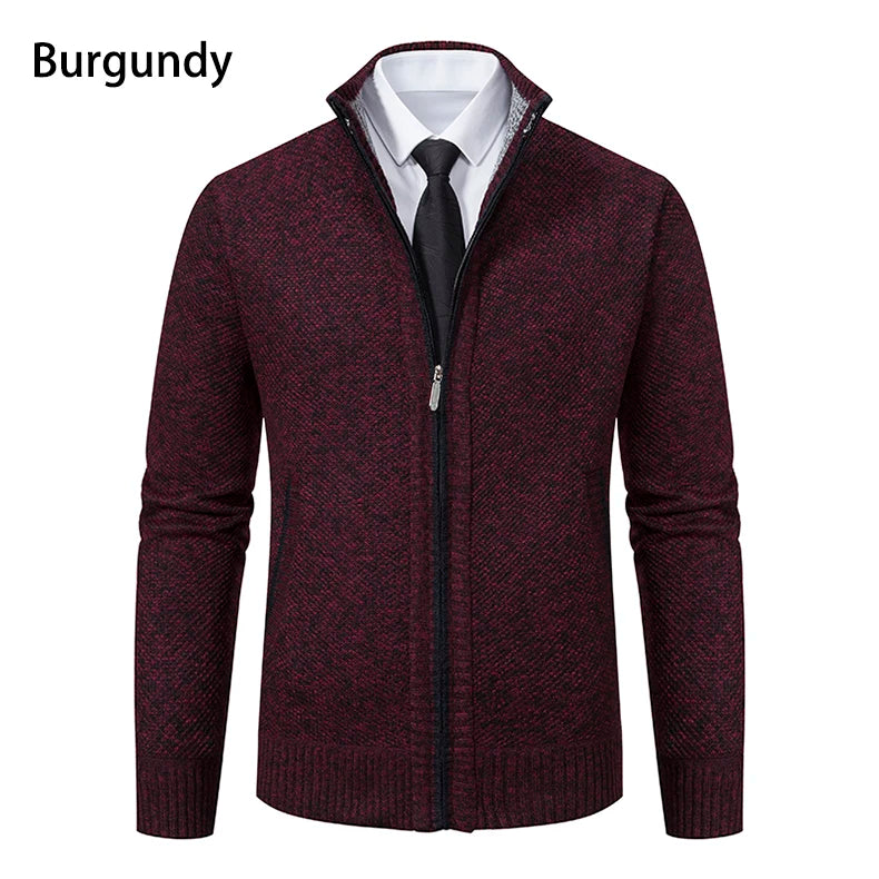 Men’s Autumn & Winter Casual Zipper Cardigan – Fleece-Lined Sports Coat, FREE SHIPPING WORLDWIDE