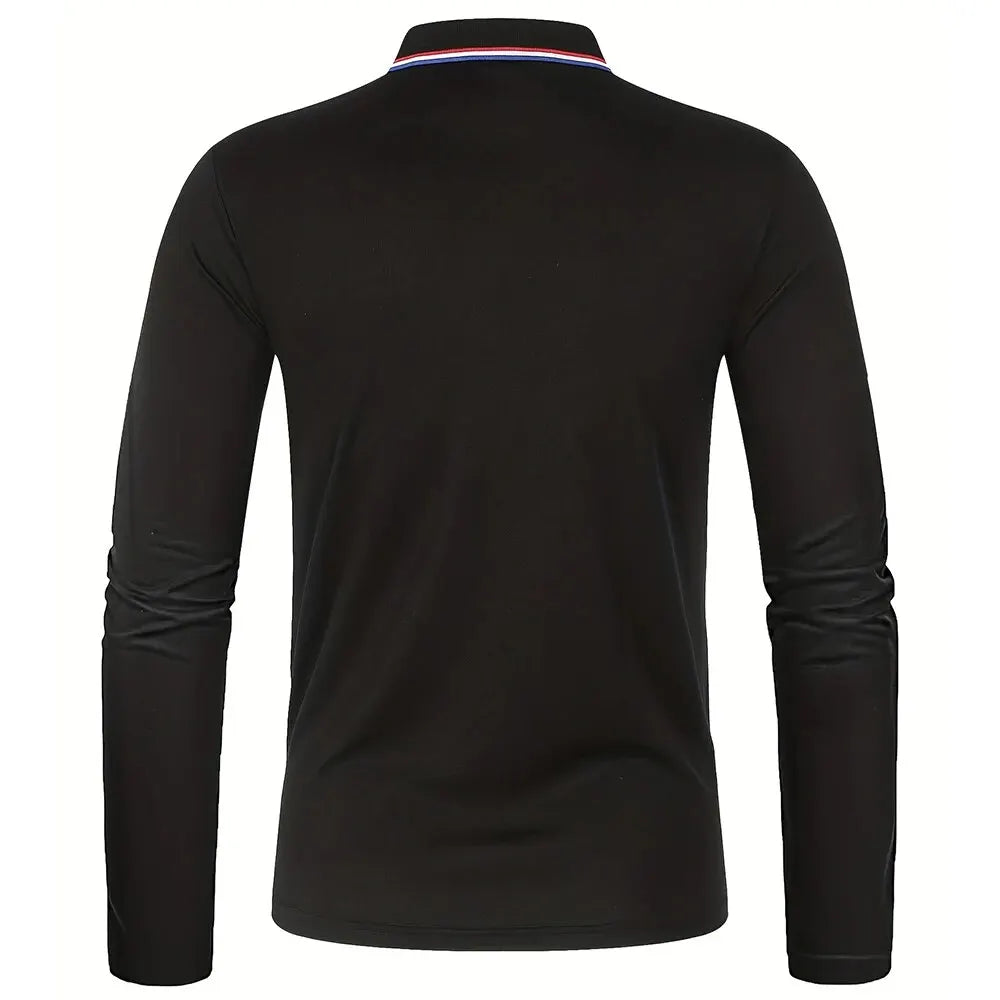 Fashionable Men’s Long Sleeve Polo