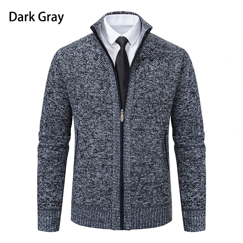 Men’s Autumn & Winter Casual Zipper Cardigan – Fleece-Lined Sports Coat, FREE SHIPPING WORLDWIDE