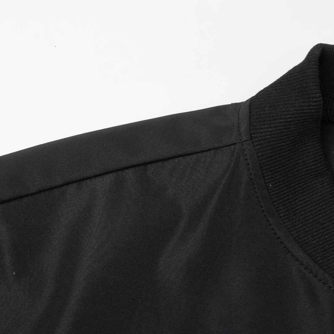 Men’s Baseball Collar Jacket – Loose Fit, Solid Color, Spring/Autumn