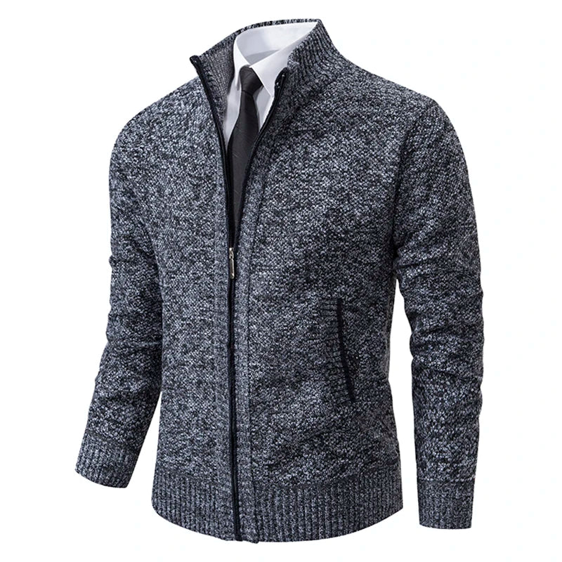 Men’s Autumn & Winter Casual Zipper Cardigan – Fleece-Lined Sports Coat, FREE SHIPPING WORLDWIDE