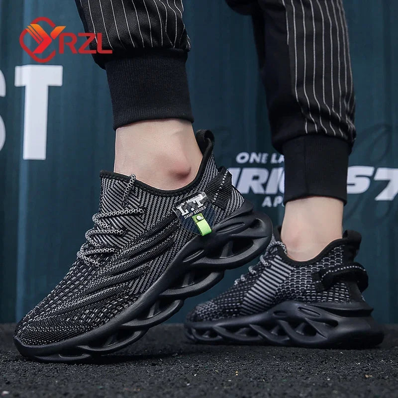 YRZL Men Sports Running Black Jogging Shoes Casual Sneakers Outdoor Breathable Mesh Women Light Shock-absorption Black Tennis (🚚 Free Shipping Worldwide)