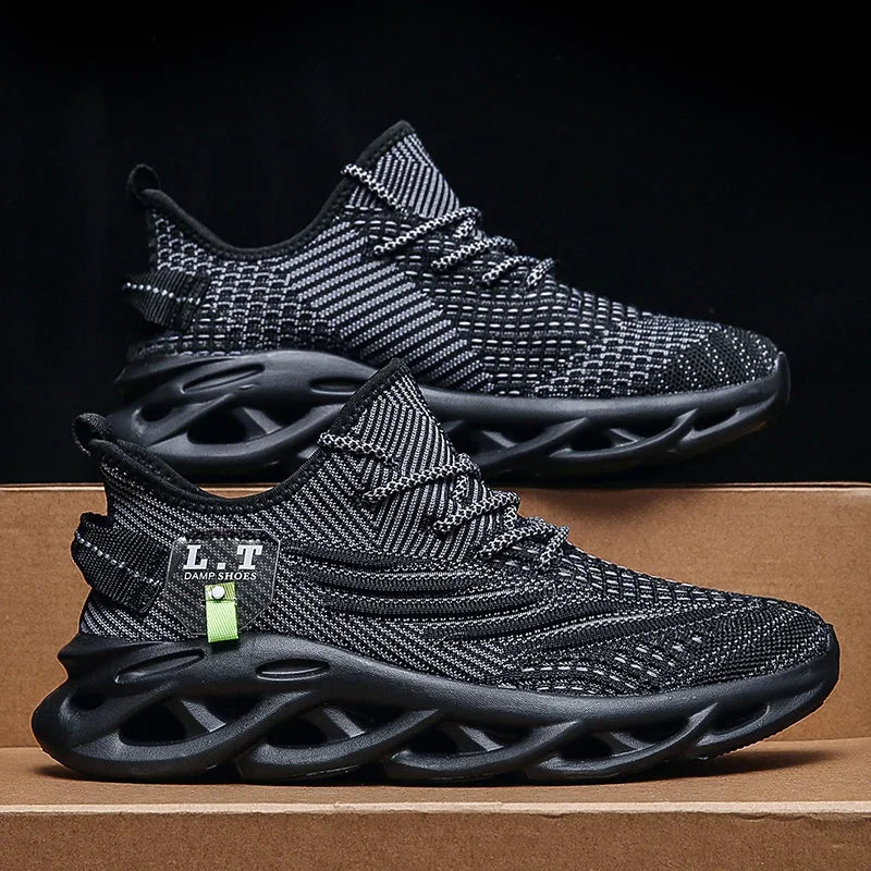 YRZL Men Sports Running Black Jogging Shoes Casual Sneakers Outdoor Breathable Mesh Women Light Shock-absorption Black Tennis (🚚 Free Shipping Worldwide)