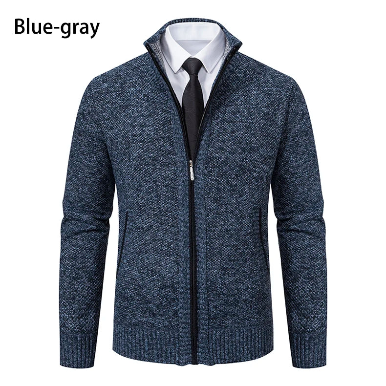 Men’s Autumn & Winter Casual Zipper Cardigan – Fleece-Lined Sports Coat, FREE SHIPPING WORLDWIDE
