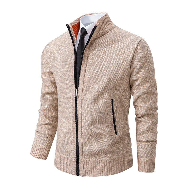 Men’s Autumn & Winter Casual Zipper Cardigan – Fleece-Lined Sports Coat, FREE SHIPPING WORLDWIDE