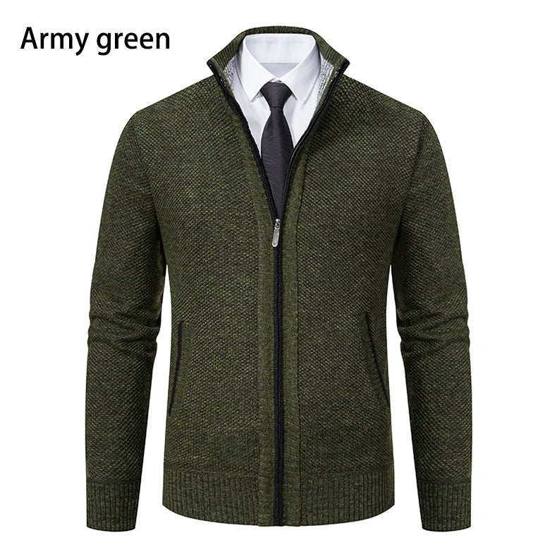 Men’s Autumn & Winter Casual Zipper Cardigan – Fleece-Lined Sports Coat, FREE SHIPPING WORLDWIDE