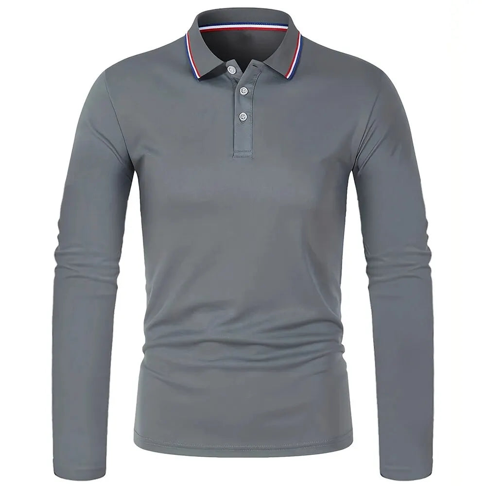 Fashionable Men’s Long Sleeve Polo