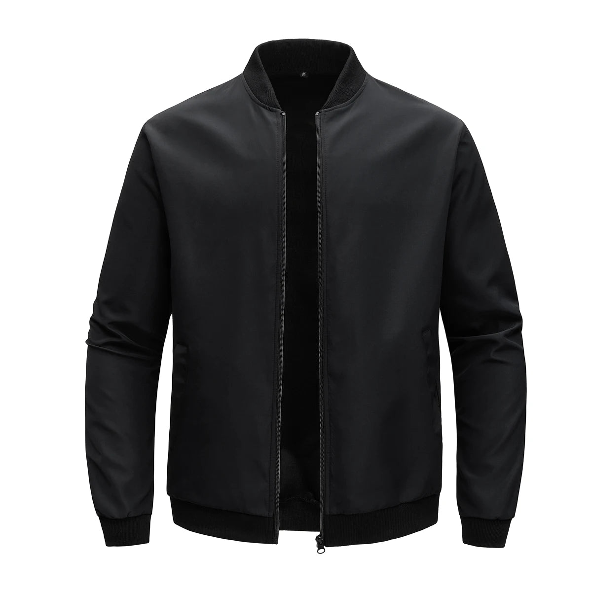 Men’s Baseball Collar Jacket – Loose Fit, Solid Color, Spring/Autumn