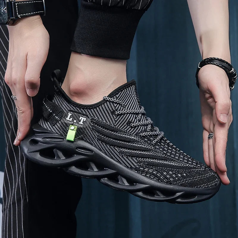 YRZL Men Sports Running Black Jogging Shoes Casual Sneakers Outdoor Breathable Mesh Women Light Shock-absorption Black Tennis (🚚 Free Shipping Worldwide)