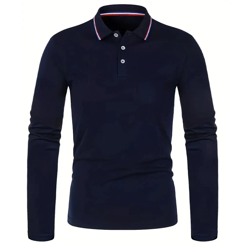 Fashionable Men’s Long Sleeve Polo
