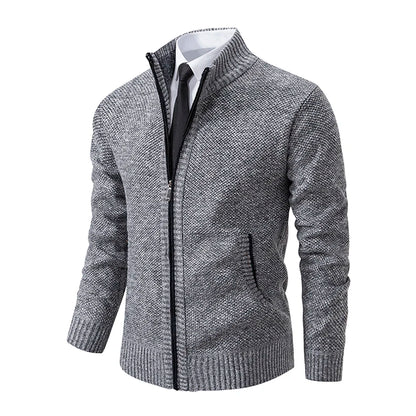Men’s Autumn & Winter Casual Zipper Cardigan – Fleece-Lined Sports Coat, FREE SHIPPING WORLDWIDE