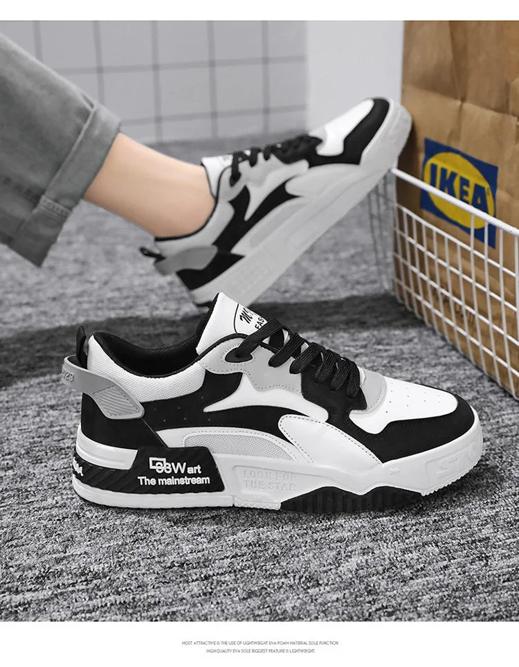 White Men’s Sneakers – Comfortable Streetwear Platform Shoes