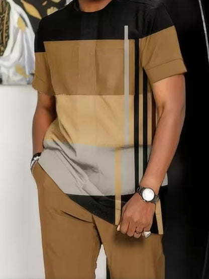 “Men’s Trendy Summer Set – Geometric Print