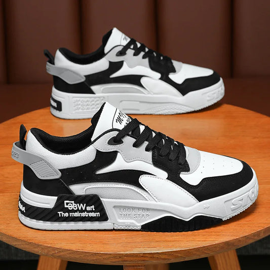 White Men’s Sneakers – Comfortable Streetwear Platform Shoes