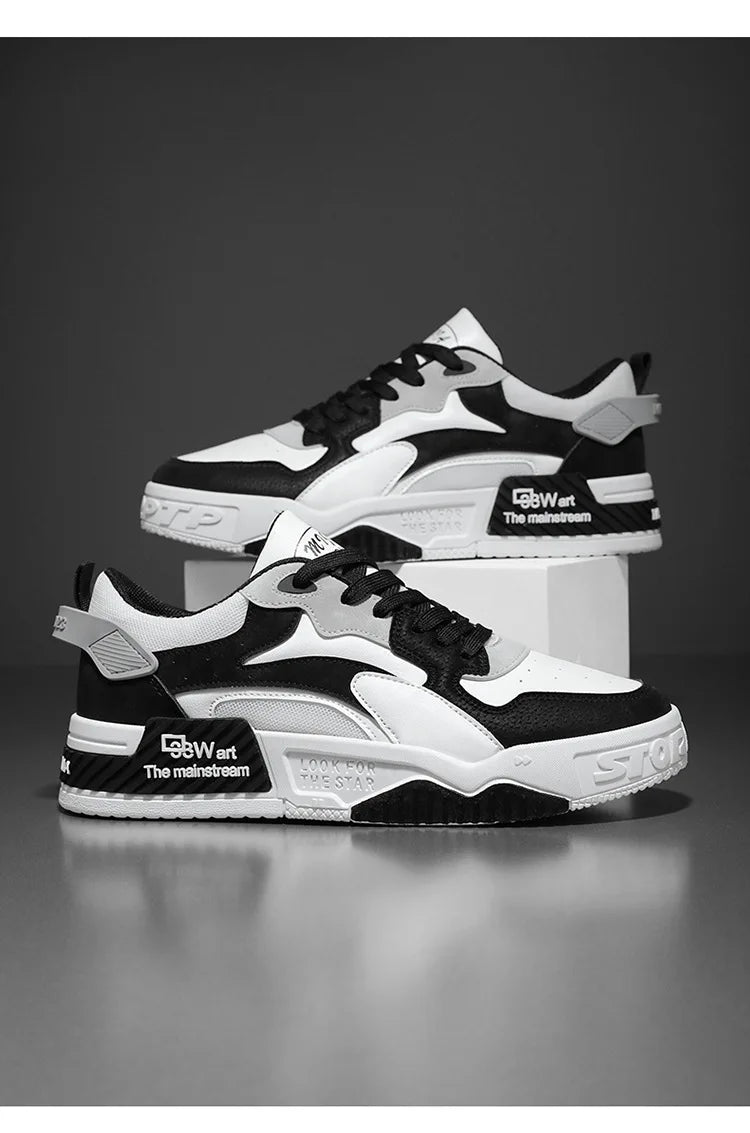 White Men’s Sneakers – Comfortable Streetwear Platform Shoes